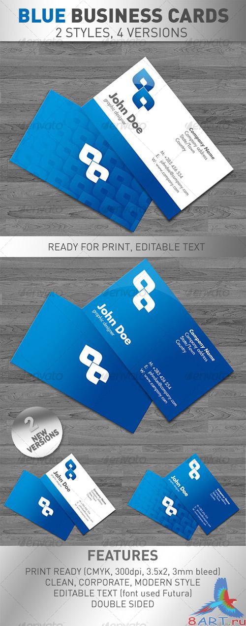 Blue Business Cards 4 VERSIONS - GraphicRiver