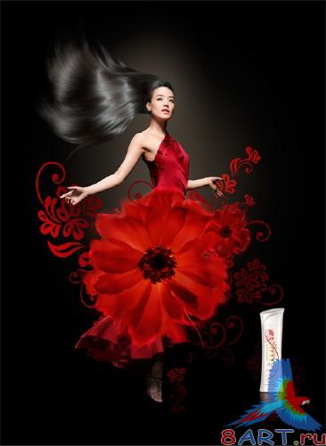 The girl is shampoo PSD