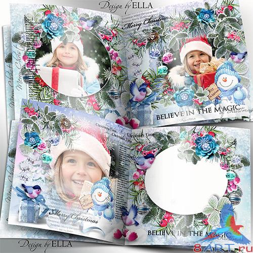 Шаблон новогодней фотокниги да кластеры-Счастливого Рождества Шаблон новогодней фотокниги равным образом кластеры-Счастливого Рождества