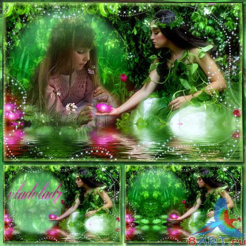 Фантазийная рамка с целью фотошопа - Речная нимфа также волшебная кувшинка Фантазийная рамка ради фотошопа - Речная нимфа равно волшебная кувшинка