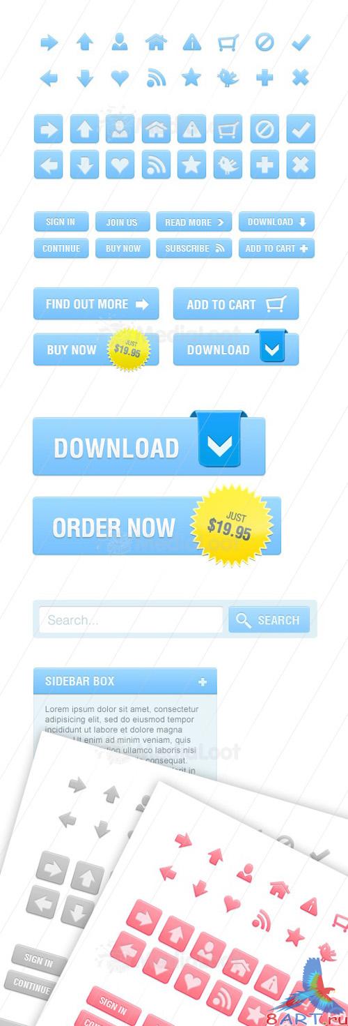 Medialoot Soft Satin Web Button &amp; Icon Set