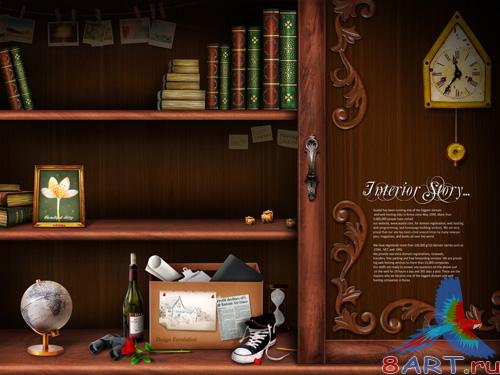 Sources - Ancient wooden book cupboard