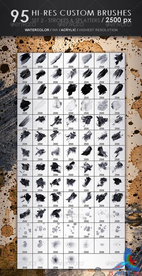 GraphicRiver 95 Hi-Res Custom Brushes - Strokes & Splatters