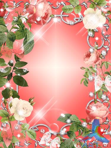 Рамка к фото - Нежно розовые розы Рамка к фото - Нежно розовые розы