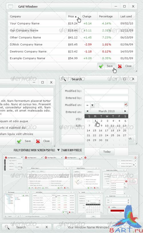 GraphicRiver Web Forms and Windows - Glass Windows Style PSD