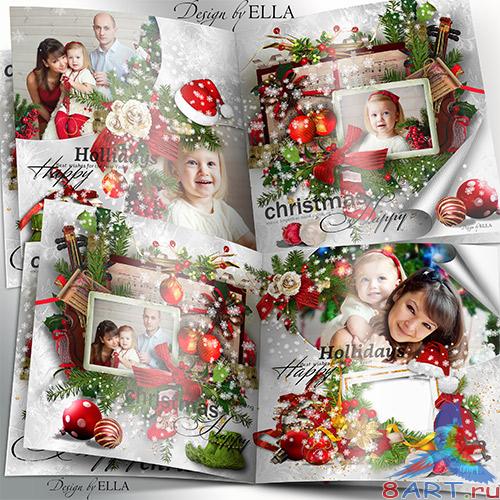 Новогодняя фотокнига-Светлый праздничный день Рождества Новогодняя фотокнига-Светлый табель Рождества