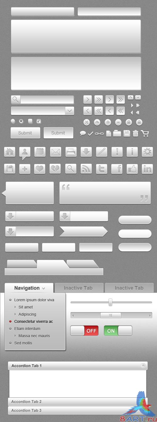 Gray UI Icon Set (PSD)