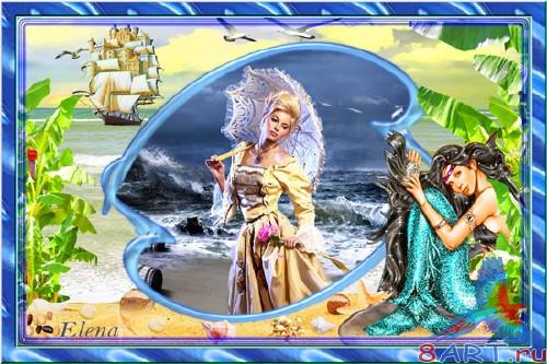 Рамка в угоду кому фотошопа - Русалочка также чистый парусник Рамка в пользу кого фотошопа - Русалочка равно седой парусник