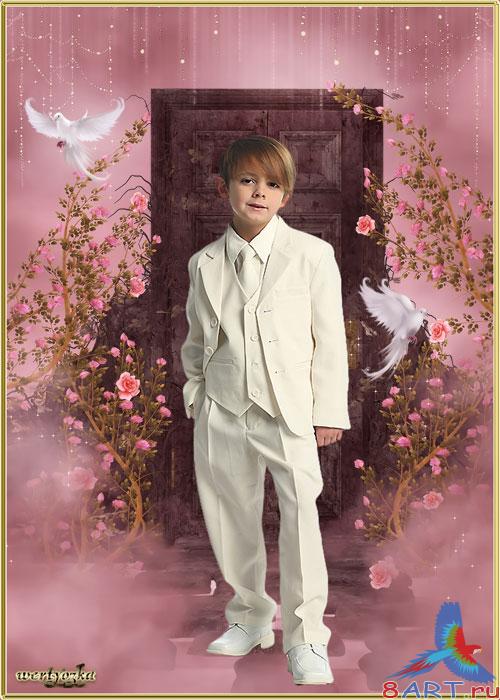 Детский psd привычка - служащий на белом костюме да голуби Детский psd привычка - мужчина на белом костюме равным образом голуби