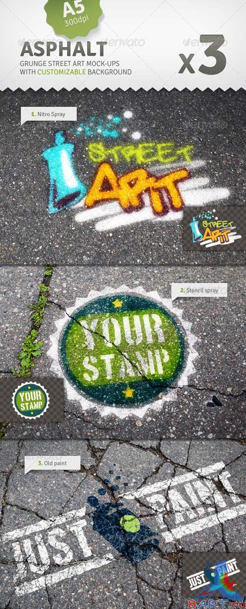 GraphicRiver Asphalt - 3 Graffiti Street Art Mockups
