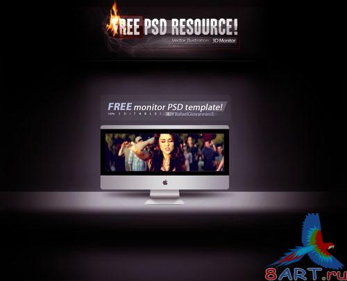 PSD Template - Monitor TV LCD Ilustration