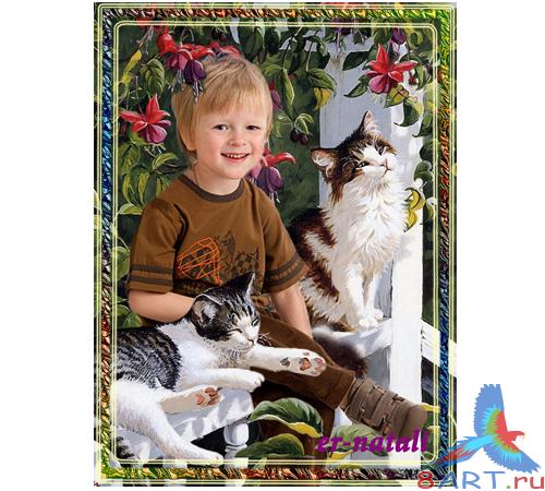 Шаблон в видах фотошопа "Кошки равным образом фуксия" Шаблон в интересах фотошопа "Кошки равно фуксия"