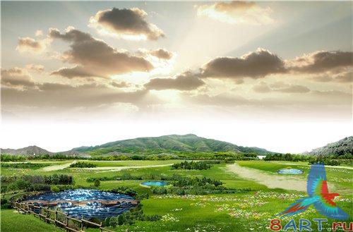 PSD - Beautiful nature near mountains