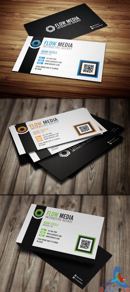 PSD Template - Flow Business Cards in 3 Colors