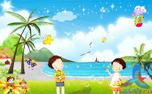 PSD - Cartoon Beach Template