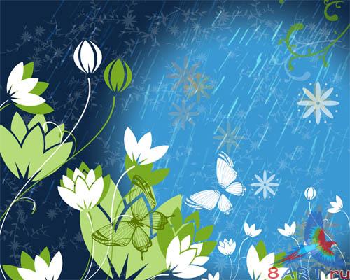 PSD - Blue Floral Style Template