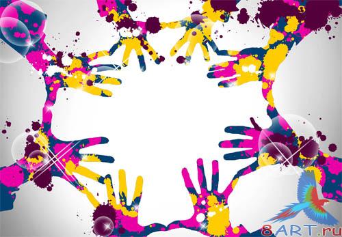 PSD - Colorful Hands Template PSD - Colorful Hands Template