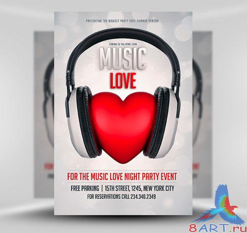 Music Love Flyer/Poster PSD Template