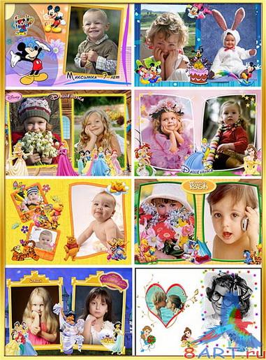 Детские рамки от мультипликационными героями Диснея Детские рамки от мультипликационными героями Диснея