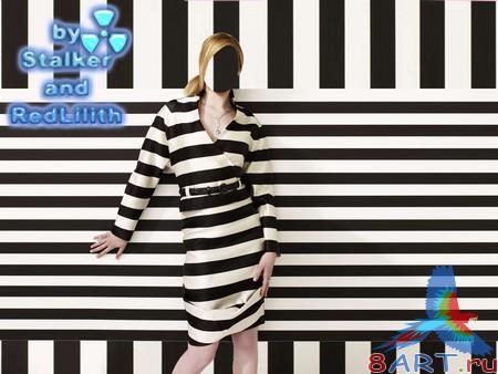 Шаблон на Photoshop - женщина на полоску Шаблон на Photoshop - женщина на полоску