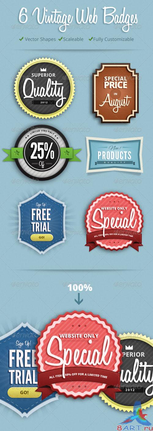 GraphicRiver 6 Colorful Vintage Web Badges