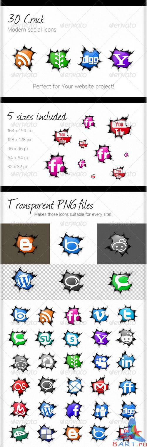 GraphicRiver - 30 Crack Social Icons