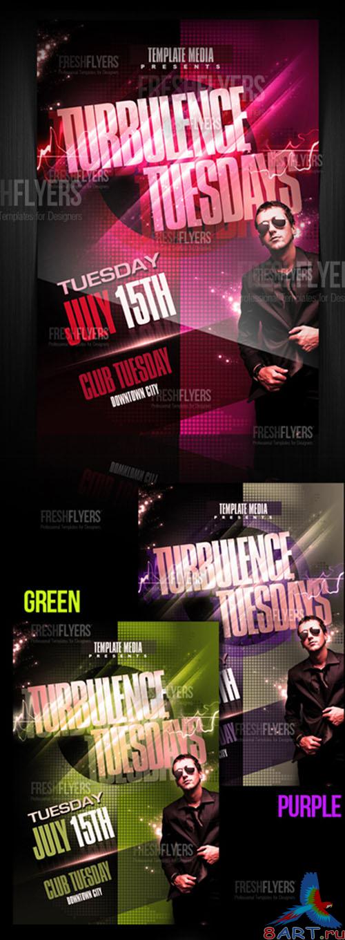 PSD Template - Turbulence Tuesdays Party Flyer/Poster