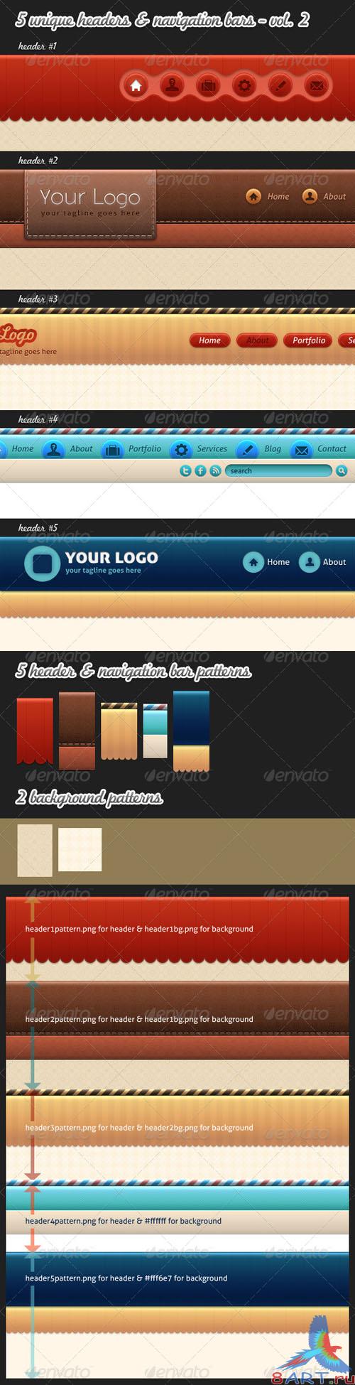 GraphicRiver 5 Unique Web Headers & Navigation Bars - vol. 2