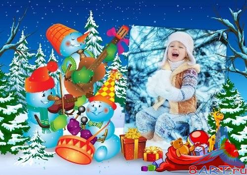 Красочная детская рамка к Photoshop - Зимнее представление Красочная детская рамка в видах Photoshop - Зимнее представление