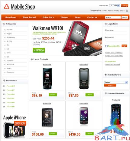 VirtueMart Template (Mobile Shop) + PSD VirtueMart Template (Mobile Shop) + PSD