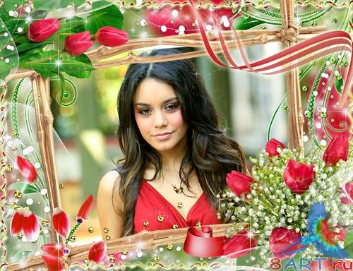 Цветочная рамочка с целью оформления фото - чудный дух весенних букетов Цветочная рамочка с целью оформления фото - чудный дух весенних букетов