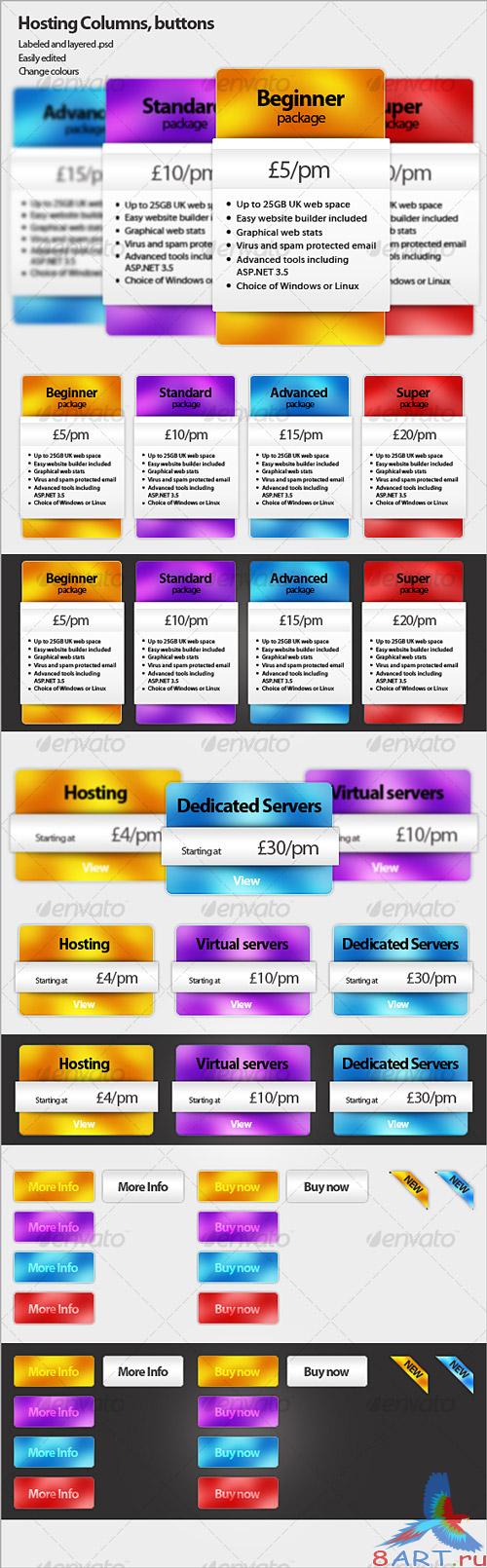 GraphicRiver - Hosting price columns, buttons