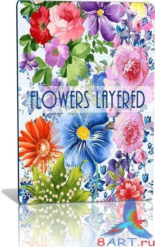 �����, �������� � ������� PSD / Flowers Layered in PSD