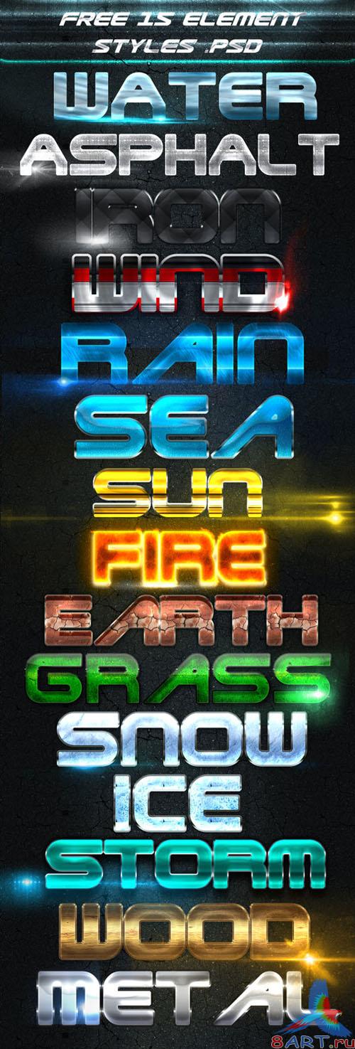15 Element Styles for Photoshop (REUPLOAD)