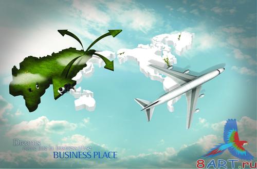 Sources - Plane flying over the countries