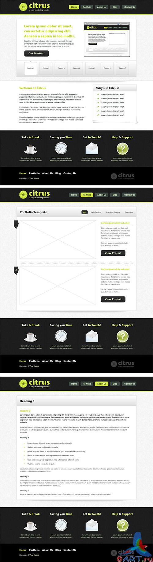 MediaLoot Citrus Marketing Website Template PSD and PNG - RETAIL