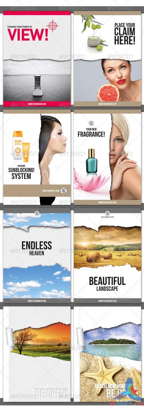 GraphicRiver InDesign Magazine Paper Ripped Ad v.2 // 8 Styles