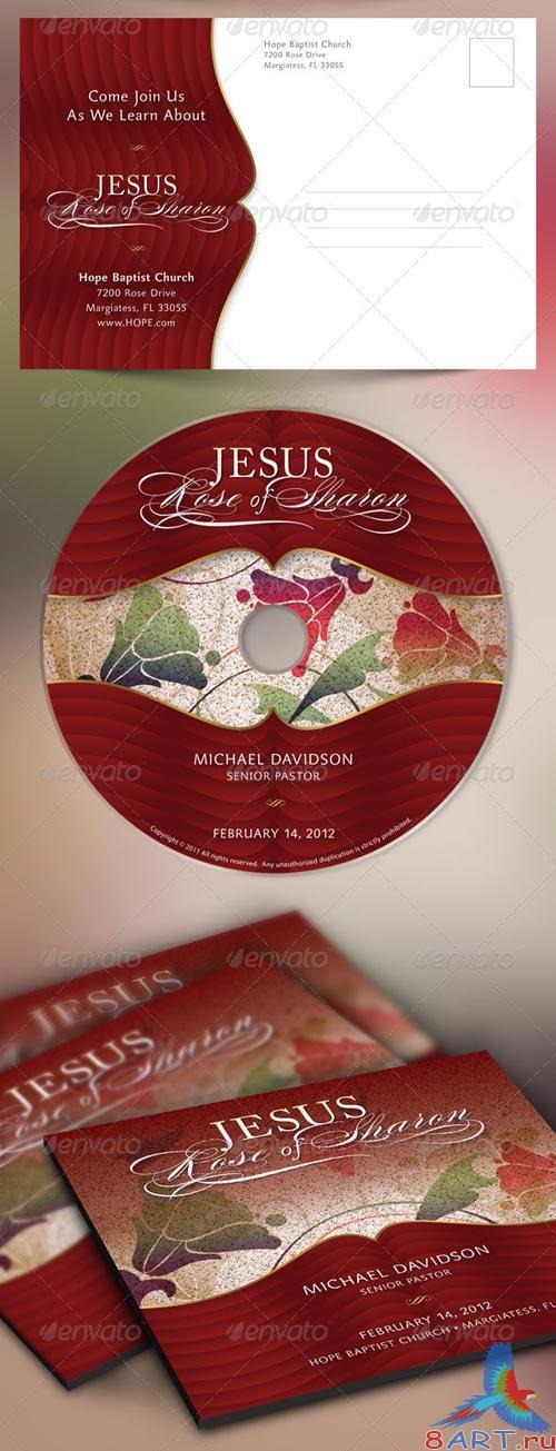 GraphicRiver Rose of Sharon Sermon Postcard and CD Template