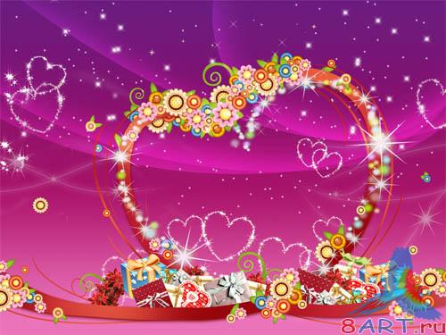 PSD - Purple Hearts Template