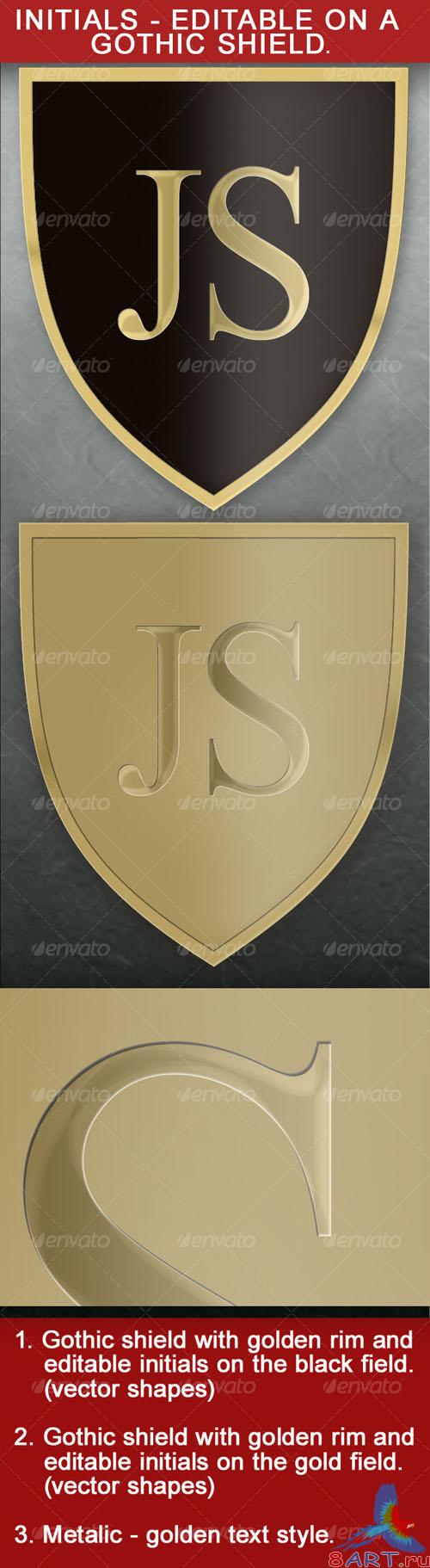 Gothic Shield With Editable Initials � GraphicRiver