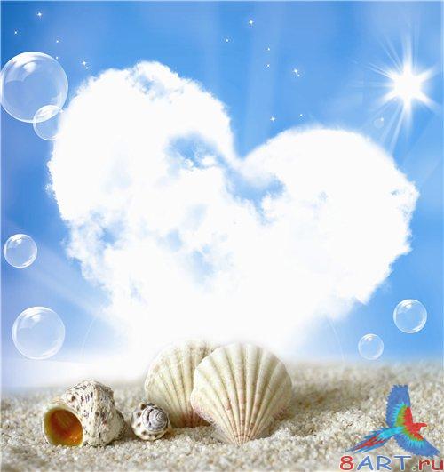 PSD - White Hearts and Shells