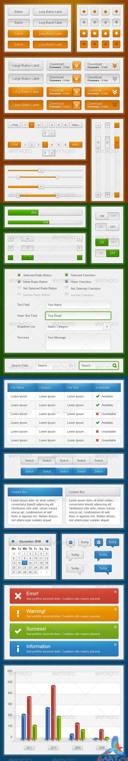 Ultimate GUI Web Elements Dark &amp; Light Edition - GraphicRiver