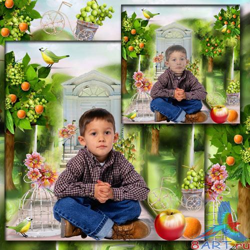 Шаблон с целью фотошопа - в течение апельсиновом саду Шаблон в угоду кому фотошопа - в течение апельсиновом саду