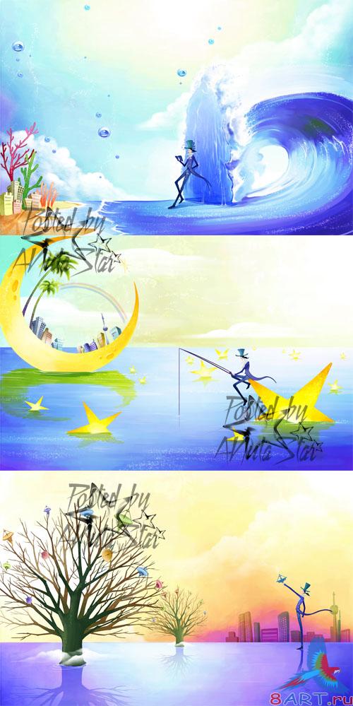 PSD - Children's backgrounds with little man | Детские фоны из человечком PSD - Children's backgrounds with little man | Детские фоны начиная с человечком