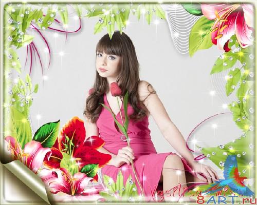 Красивая цветочная рамка со сверкающими стразами Красивая цветочная рамка со сверкающими стразами