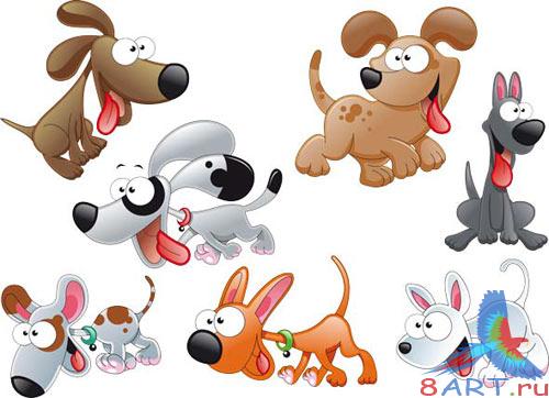PSD Cartoon Funny Dogs / PSD, eps