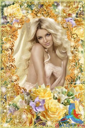 Цветочная рамка в интересах фото – мысль желтых роз Цветочная рамка в интересах фото – мысль желтых роз