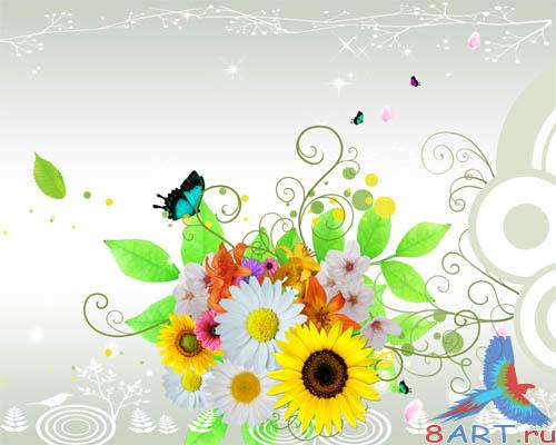 PSD - Gray Floral Template PSD - Gray Floral Template