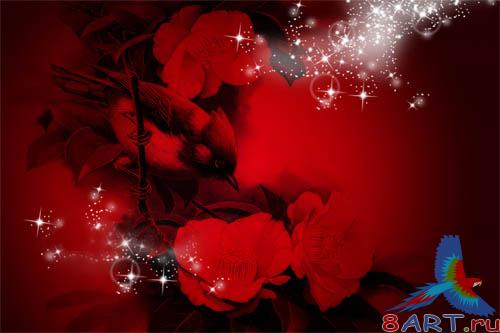 PSD - Dark Red Floral Template