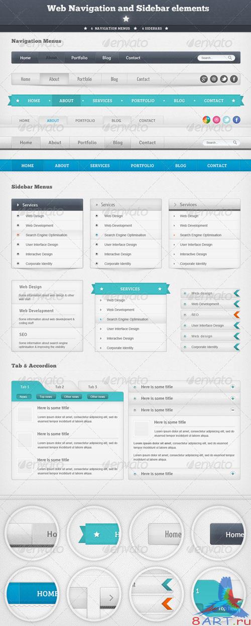 GraphicRiver Web Navigation and Sidebar Elements
